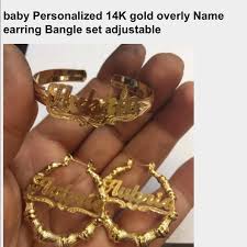 Get it as soon as mon, feb 8. Jewelry Custom 14k Gold Overlay Name Earrings Bangle Set Poshmark