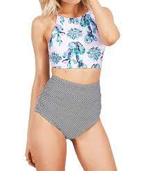 Women S Clothing Swimsuits Cover Ups Bikinis Sets Womens Vintage Strip Dot Bikini Set Swimwear With Images Bathing Swimwear Swimsuits High Waisted Floral Bikini Set