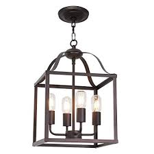 Melucee 4 Light Farmhouse Chandelier Foyer Lighting Oil Rubbed Bronze Finish Bird Cage Lantern Pendant Lights Hallway Farmhouse Touches