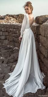 Long Bishop Sleeve Wedding Dress Dany Mizrachi 2018 Bridal Long Bishop Sleeves Deep Plunging V Neck Heavily Embe Long Sleeve Wedding Dress Backless Wedding Dress Chiffon Backless Wedding Dress