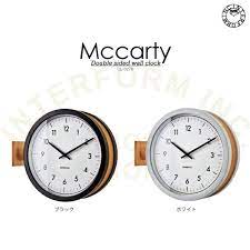 楽天市場 インターフォルム公式 送料無料 mccarty マッカーティ 掛け時計 時計 おしゃれ お洒落 かわいい インテリア スイープムーブメント 壁時計 壁掛け時計 両面時計 モノトーン シンプル ナチュラル 北欧 リビング ダイニング 一人暮らし デザイン ギフト