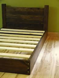 Make A Low Platform Bed With Riveted Corners Like This For Adam S Room No Headboard Platform Bed Muebles Hechos Con Palet Muebles Con Cajas Muebles De Pales