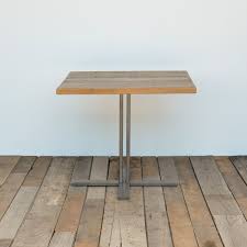 Small Wood Table With Hand Welded Square Steel Pedestal Base Etsy In 2020 Wood Table Cafe Tables Wood Pedestal