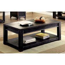 Rustic natural/black medium square wood coffee table with shelf. Furniture Of America Dill Black 48 Inch Solid Wood 1 Shelf Coffee Table Overstock 11459908