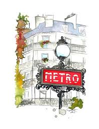 Paris Metro Original Watercolor Painting Etsy Paris Illustration Paris Metro Urban Sketching