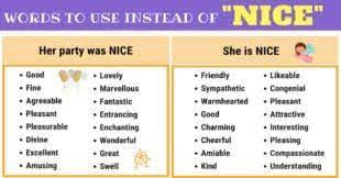 Another Word For Nice List Of 265 Synonyms For Nice 7esl English Vocabulary Vocabulary Words To Use