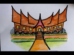 Rumah adat lampung punya nama unik. Belajar Menggambar Rumah Adat Minangkabau Untuk Anak Sd Youtube