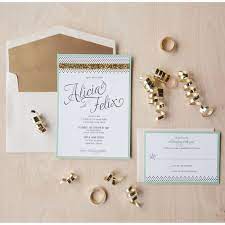 Modern Glam Wedding Invitation Gold Glitter Invitation Mint Etsy Create Wedding Invitations Glam Wedding Invites Shine Wedding Invitations