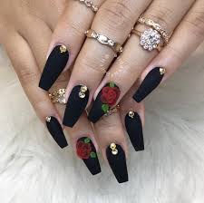 Black Acrylic Nails Coffin Shape Cute Nails Tumblr Black Acrylic Nails Matte Black Nails Black Coffin Nails
