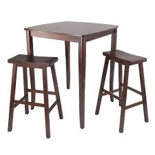 It is made of wood and reinforced with solid supports. 3pc Inglewood Counter Height Dining Sets With Saddle Seat Bar Stools Wood Walnut Winsome Target