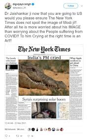 70,375 'hypocrisy at its finest': Nyt Did Not Carry Image Of A Crocodile In Tears After Pm Modi S Address Global Circulate