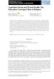 Pdf Aspiration Strain And Mental Health The Education Contingent Role Of Religion