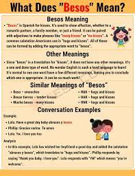 Besos Meaning What Does Besos Mean With Useful Examples 7esl Idioms And Phrases How To Speak Spanish Slang Words