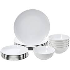 Enjoy free shipping on most stuff, even big stuff. Buy Amazon Basics 18 Piece Kitchen Dinnerware Set Plates Dishes Bowls Service For 6 White Porcelain Coupe Online In Turkey B07fj8ddpx