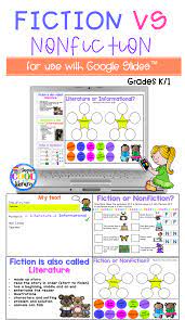 Fiction Vs Nonfiction Activities Google Slides K 1 Nonfiction Activities Fiction Vs Nonfiction Library Skills