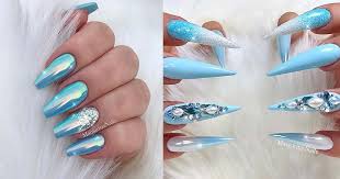 Stiletto nails are bold and daring. 23 Chic Blue Nail Designs