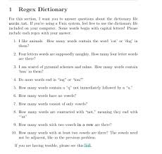 Find words and anagrams with any letters. 1 Regex Dictionary For This Section I Want You To Chegg Com