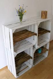 4 X White Painted Crate With Burnt Wood Shelf Wooden Apple Crates Ideal Storage Boxes Box Display Crate Bookshelf Dresser Bedside Table In 2020 Crate Bookcase Shabby Chic Flooring White Wooden Box