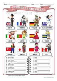 Countries And Nationalities 1 Ws Atividades Em Ingles Para Criancas Exercicios De Ingles Aulas De Ingles Para Criancas