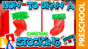 Drawing A Christmas Stocking With Shapes Preschool Art For Kids Hub Shapes Preschool Holiday Art Projects