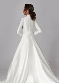 Measure loosely around the neck. Conservative High Neckline Ballgown Wedding Dress With Long Sleeves