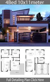 Modern Home Design 10x11m With 4 Bedrooms Home Design With Plansearch Best Modern House Design Modern Small House Design 2 Storey House Design
