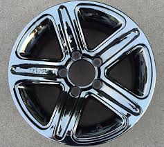 Rustproof aluminum wheel has attractive design in black. 14 Dark Chromed Aluminum Type T09 Trailer Wheel
