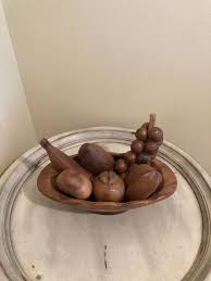 Decorative Wooden Fruit With Wooden Bowl 7 Piece Set Made Wooden Bowls Vintage Home Decor Vintage House