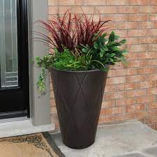 Mayne Self Watering Versailles 26 In Espresso Tall Round Planter 5891 Es The Home Depot Planters Planter Pots Outdoor Planters