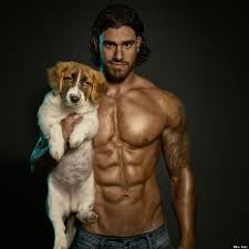 Click To Read The Article About Hunks Hounds Hunky Men Pose With Cute Pups For Animal Rights And Thankfully Do It Man And Dog Shirtless Hunks Shirtless Men