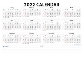 printable blank calendar 2022 landscape pdf image