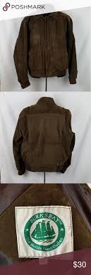 Burks Bay Suede Leather Bomber Jacket Mens Sz Xl Leather Bomber Leather Bomber Jacket Suede Leather