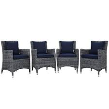 4 Modway Furniture Summon Navy Outdoor Sunbrella Dining Chairs Outdoor Dining Chairs Patio Dining Set Outdoor Patio Chairs