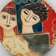 Bathsheba admiring David tile