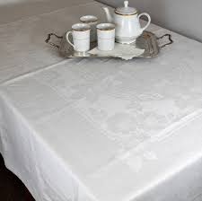Large Irish Linen White Tablecloth Vintage Linen Damask Tablecloth Cloth Vintage Wedding Tablecloth Anemone Design 84 X 70 Tablecloth White Table Cloth Wedding Tablecloths White Linen