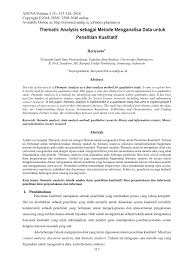 Pdf Thematic Analysis Sebagai Metode Menganalisa Data Untuk Penelitian Kualitatif