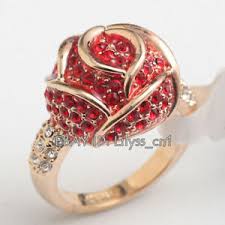 Details About B1 R559 Love Red Red Rose Flower Ring 18kgp Women Girl Rhinestone Size 5 5 9