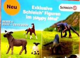 Das happy meal ist ein für kinder zusammengestelltes menü der schnellrestaurantkette mcdonald's, bestehend aus hauptmahlzeit, beilage, fruchtbeigabe und getränk. Mc Donalds Happy Meal Spielzeug 2020 Exklusive Schleich Figuren 5 Spielzeuge Ebay