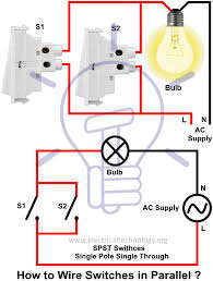 A double pole switch such as the one in fig.1 is just slightly bigger than a regular switch but constructed as two single switches harnessed side by side and activated by one common toggle. How To Wire Switches In Parallel Controlling Light From Parlallel Switching