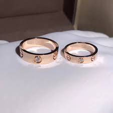 Inspired Cartier Love Wedding Band With One Diamond Pink Gold Cartier Love Ring Cartier Wedding Bands Cartier Wedding Rings