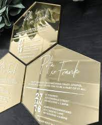 10 Innovative Wedding Invitations Ideas That Will Make Your Guests Want To Come Society19 Uk Hexagon Wedding Acrylic Wedding Invitations Wedding Invitations