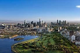 Melbourne City Albert Park Lake View From South Melbourne Victoria Australia Melbourne Skyline Melbourne Albert Park Lake