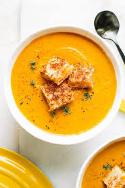 Spicy Pumpkin Soup Grilled Cheese Croutons The College Housewife Recipe Spicy Pumpkin Soup Spicy Pumpkin Soup Recipe Pumpkin Soup Recipe