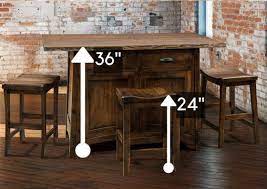 Probably the same height as your kitchen bar or island countertop, these tables are casual and allow you to converse with others in the room. Standard Height Vs Counter Height Vs Bar Height Amish Dining Tables