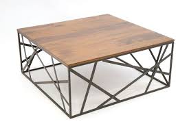 773400 Table Basse Metal Fer Forge Et Bois 90x90cm Interieur Meubels Koffietafel