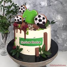 For some reason, no matter how busy we are and how much work is involved, we love to delight our little ones. Football Birthday Cake With Name And Age Soccer Birthday Cakes Football Birthday Cake Soccer Cake