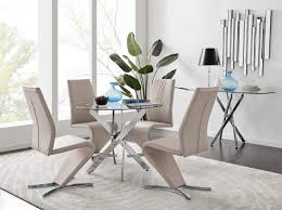 Alibaba.com offers 950 clear z chair products. Furniturebox Uk Novara Modern Round Chrome Metal And Clear Glass Dining Table And 4 Stylish Willow Z Dining Chairs Set Dining Table 4 Cappuccino Grey Willow Chairs Buy Online In Pakistan