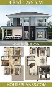 House Design Plans Idea 12x6 5 With 4 Bedrooms With Images In 2021 New Model House Beautiful House Plans Two Story House Design