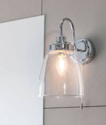 Vintage ruffled wall mount lighting milk glass vanity sconce with gooseneck arm for bathroom. Clear Glass Chrome Swan Neck Wall Light Ip44 Rated