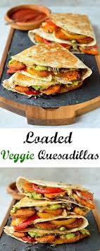 Loaded Veggie Quesadillas Delicious Filling Healthy Quesadillas Stuffed With Spiced Roasted Sweet Potato Peppers Black Bea Recipes Food Vegetarian Dishes